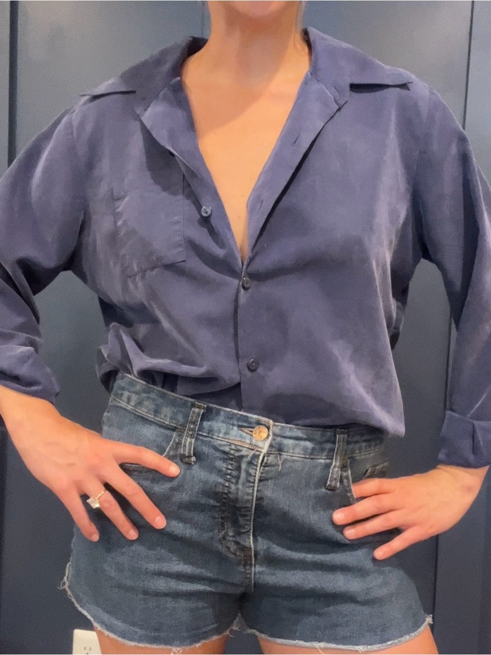 Anna Relaxed Button-Down Shirt in Slate Blue
